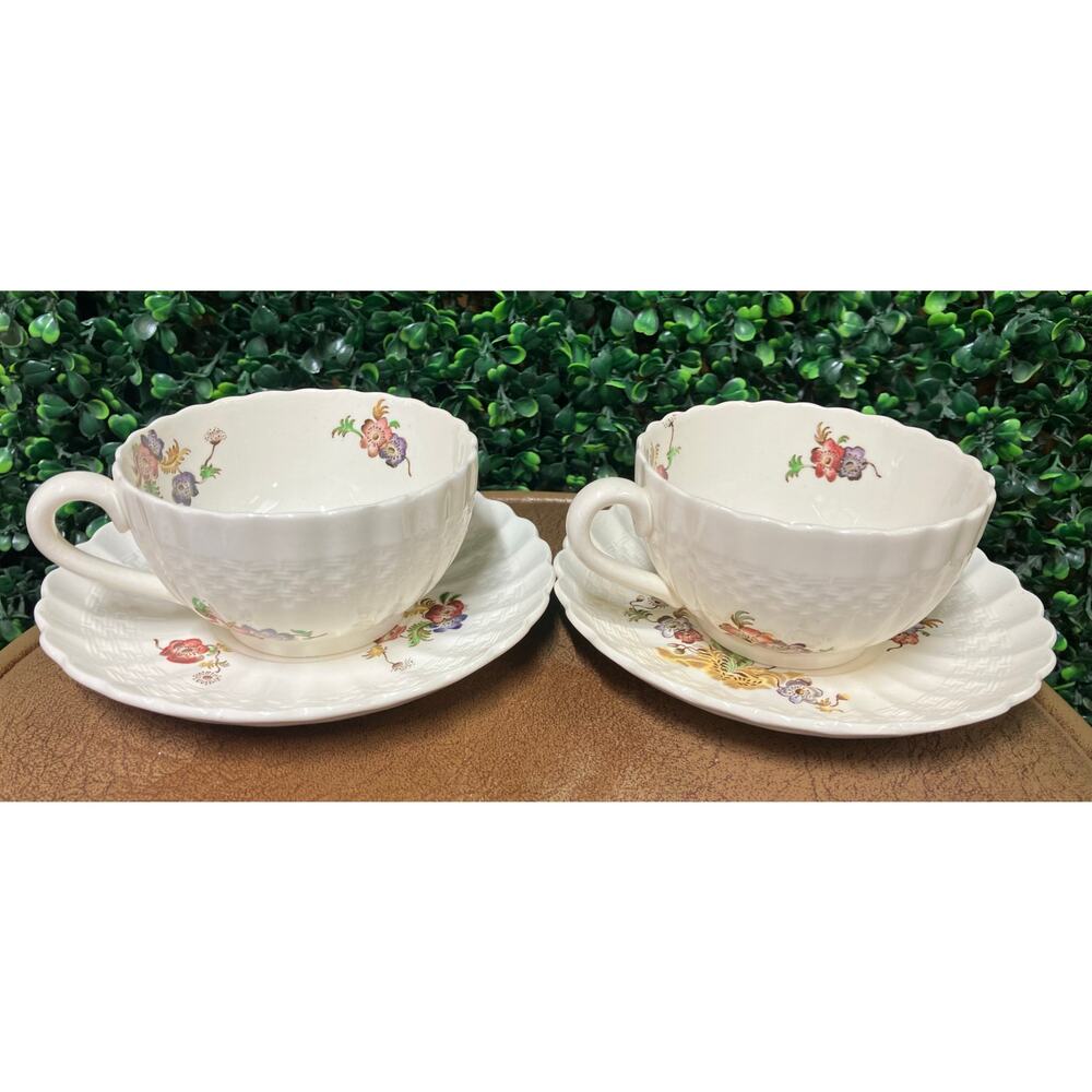 Vintage Coplelande Spode Tea Cups & Saucers Set of 2